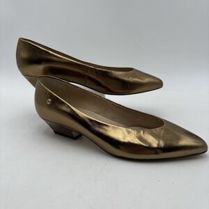 Vintage Etienne Aigner Lisa Bronze Leather Pumps Womens 8M NOS Italy